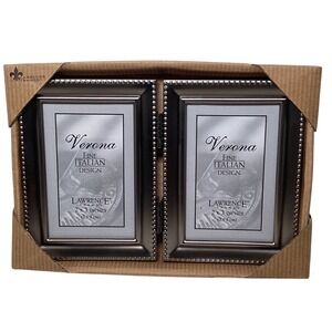 Lawrence Frames Verona Double Picture Frame Pewter Italian Design 2x3 Photos